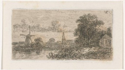 Landscape with mill and church