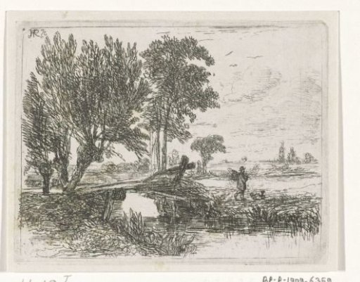 Fisherman in a landscape
