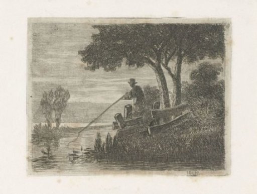 Fisherman on the bank of a river