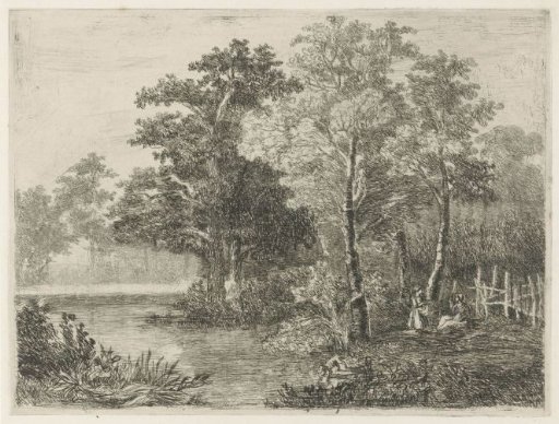 Two Women by a Small Lake