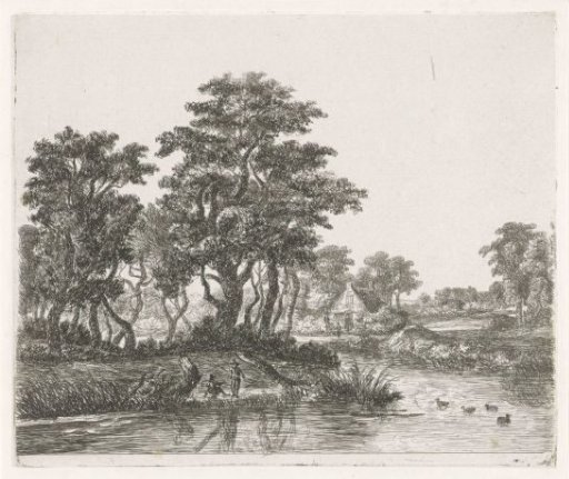 River landscape with a fisherman