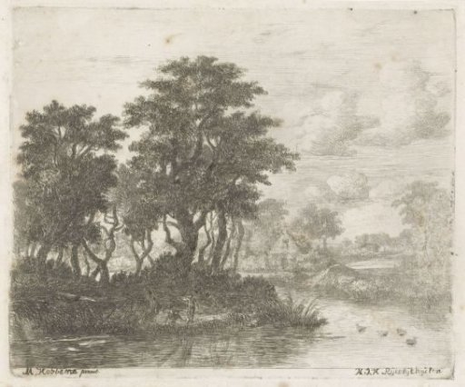 River landscape with a fisherman