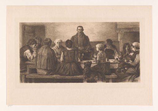 Family at table praying before the meal