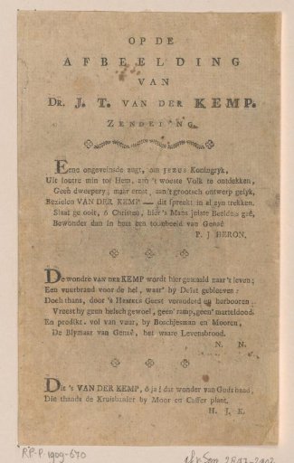 Poems on the Portrait of Johannes Theodorus van der Kemp