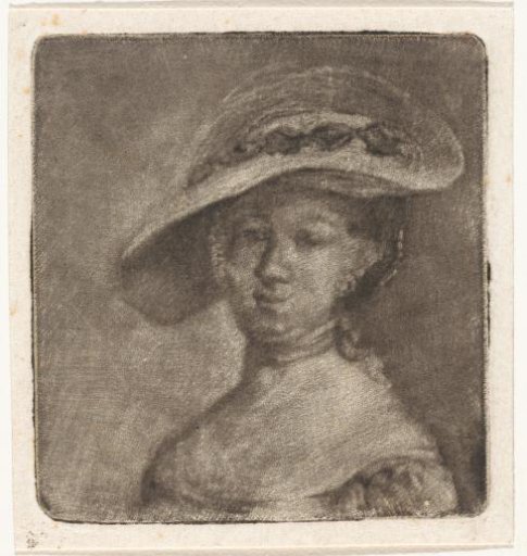 Bust of a woman with a broad hat