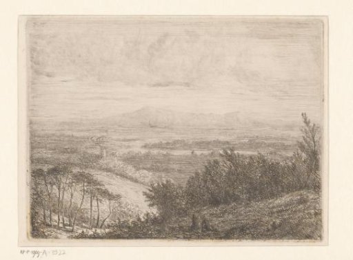Hilly landscape with two figures