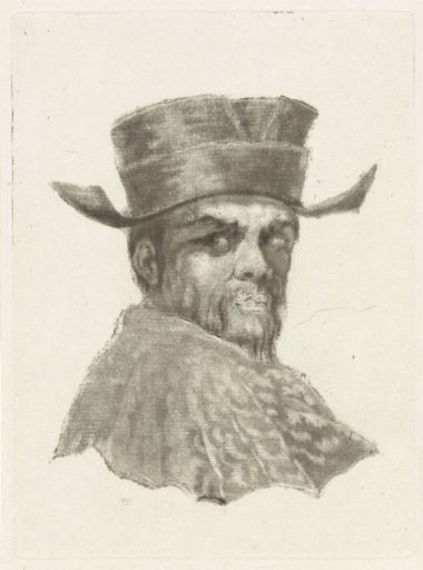Bust of a man with a hat