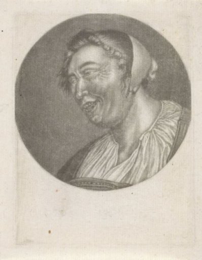 Head of a laughing woman