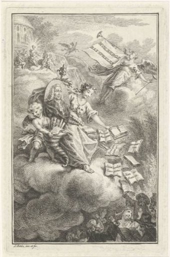 Portrait of Ludvig Holberg flanked by Thalia and an angel