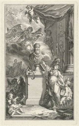 Portrait of Karel van Mander honoured by a putto