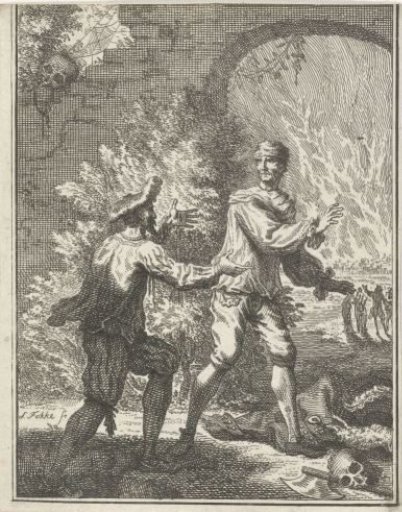 Men arguing before a gate