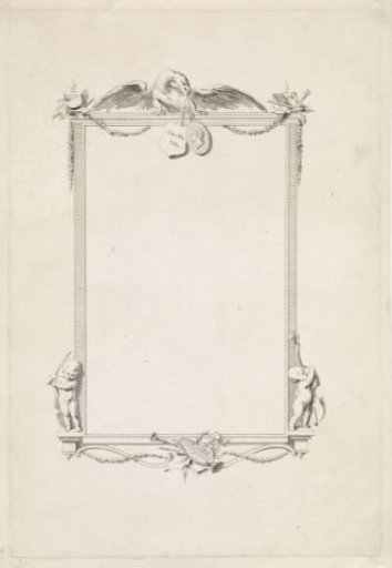Frame with an eagle and two putti with stringed instruments