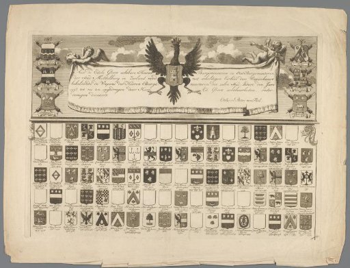 Coat of Arms Map with the Names and Arms of the Burgomasters of Middelburg from 1498 to 1594
