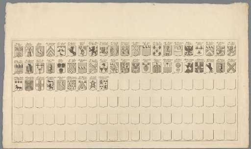 Continuation of a Coat of Arms Map with the Names and Arms of the Members of the Council of Utrecht from 1719 to 1745