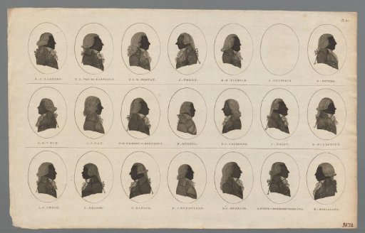 Silhouette portraits of twenty Dutch politicians from Holland