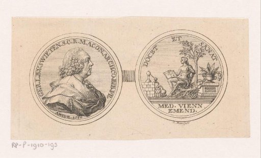 Medal with the portrait and personification of Gerard van Swieten