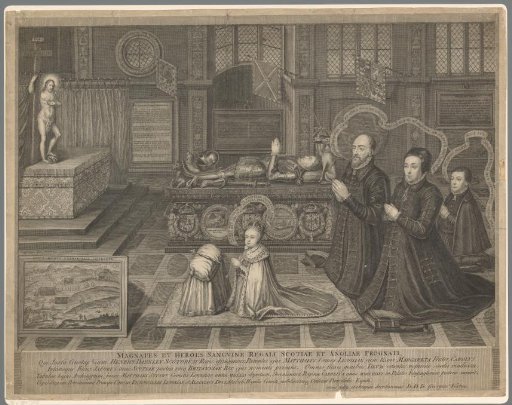 James I, King of England, as a child kneeling at the tomb of his father, Henry Stuart Darnley