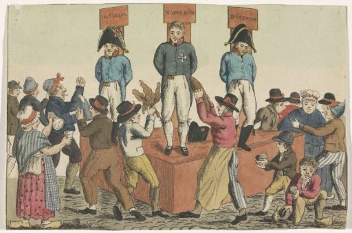 Napoleon, De Celles and Duterage at the pillory, 1813