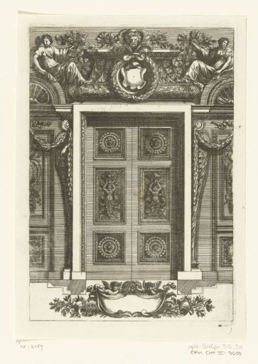 Double door with six panels