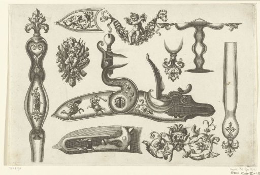 Ten gun mounts and ornaments