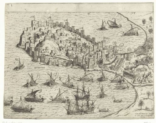 Naval battle at an Ottoman peninsula