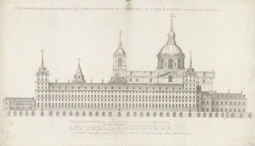 Side view of the south side of the church and monastery of San Lorenzo and the royal apartments