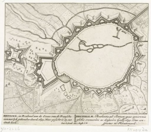 Fortress plan of Brussels, bombarded by the French army in 1695