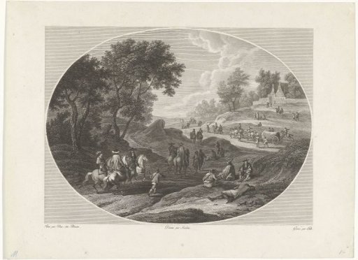 Landscape with riders and walkers