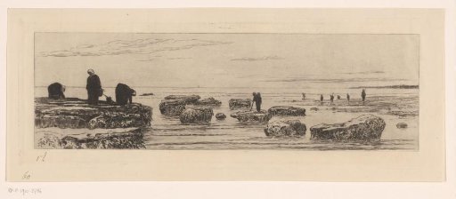 Seaweed gatherers on the coast near Veules