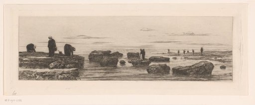 Seaweed gatherers on the coast near Veules