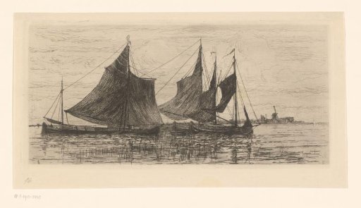 Sailing ships at anchor at Dordrecht