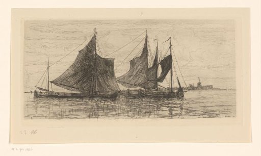 Sailing ships at anchor at Dordrecht