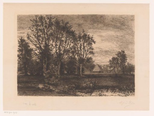 Landscape with four willows and a stream