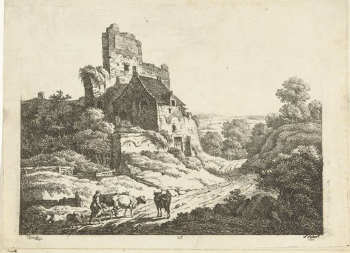 Shepherdess near a ruin