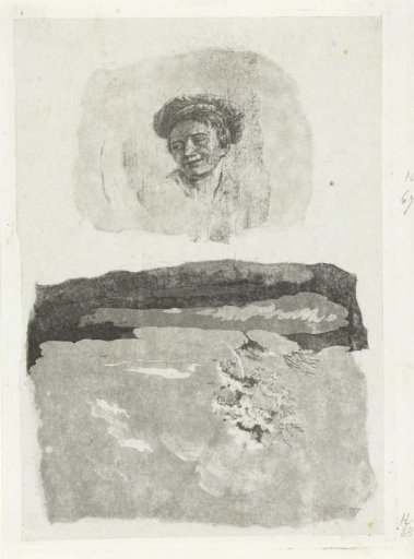 Boy's head and landscape