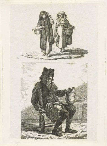 Two women and a seated man