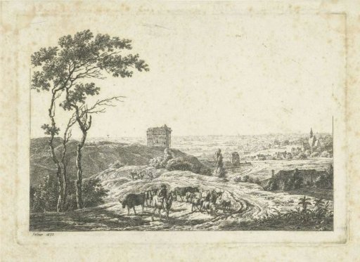 Distant view with a shepherd on horseback