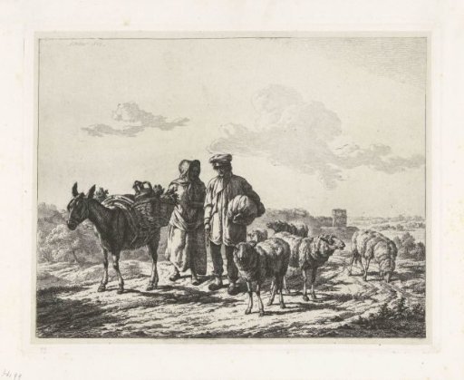 Man and woman with a pack donkey