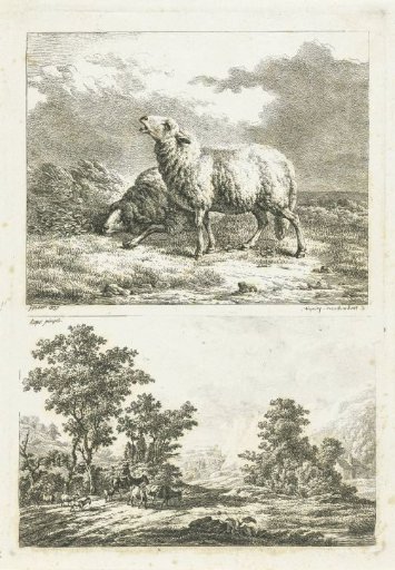 Two sheep and a landscape