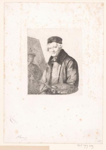 Painter with palette at his easel