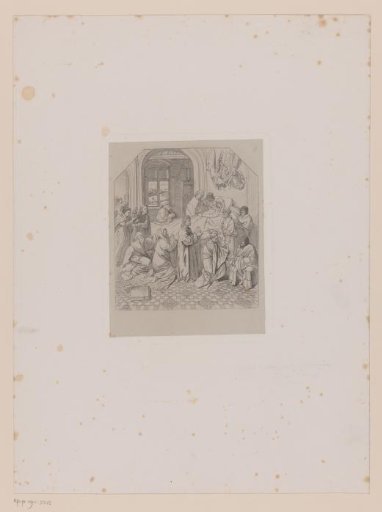 Mary on her deathbed surrounded by the apostles
