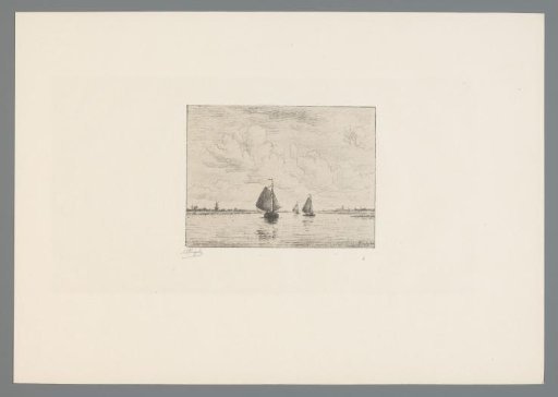 Three sailing ships on the Maas