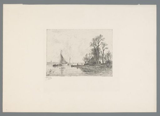 Two sailing ships on the water at Leidschendam