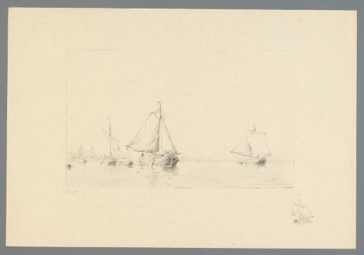 Sailing ships on the Oude Maas at Dordrecht