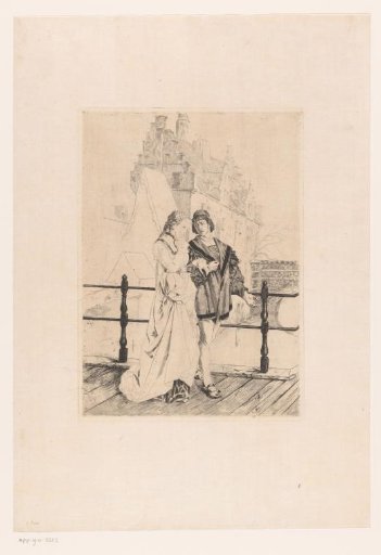 Young couple walking arm in arm over a bridge