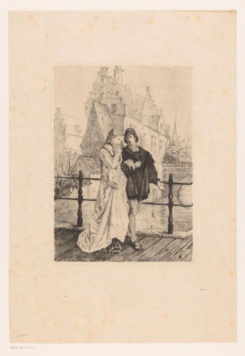 Young couple walking arm in arm over a bridge