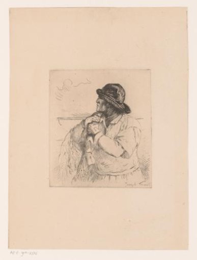 Fisherman with a hat and a net over his shoulder