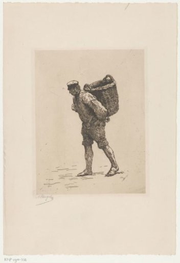 Fisherman with a basket on his back