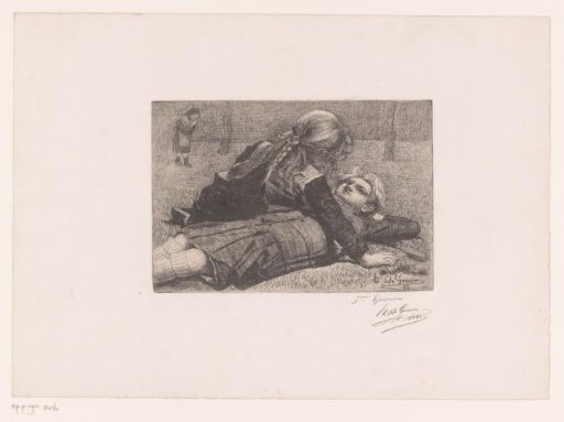 Two Children Lying in the Grass