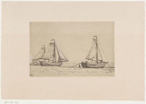 Three Fishing Boats on the Beach at Katwijk
